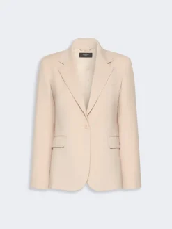 Single-breasted stretch wool blazer - POWDER