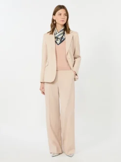 Single-breasted stretch wool blazer - POWDER