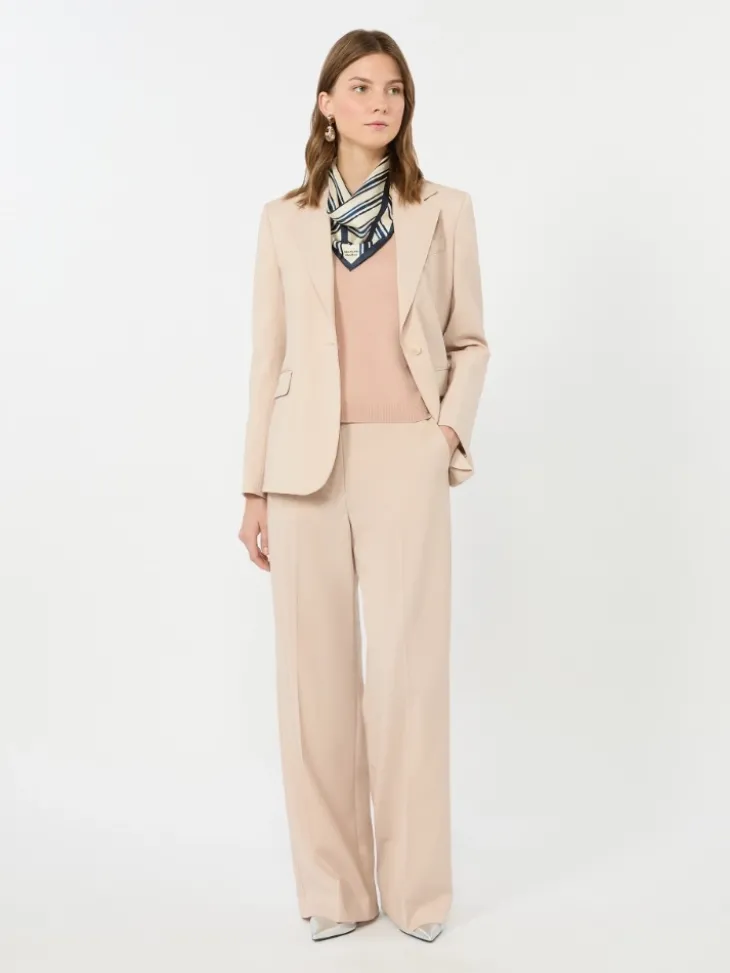 Single-breasted stretch wool blazer - POWDER