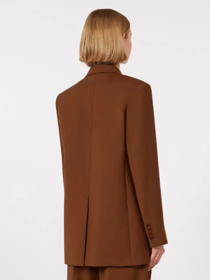 Single-breasted stretch wool blazer - CHOCOLATE
