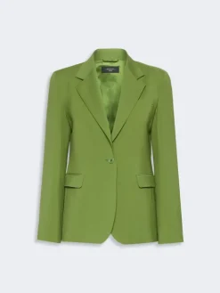Single-breasted stretch wool blazer - GREEN