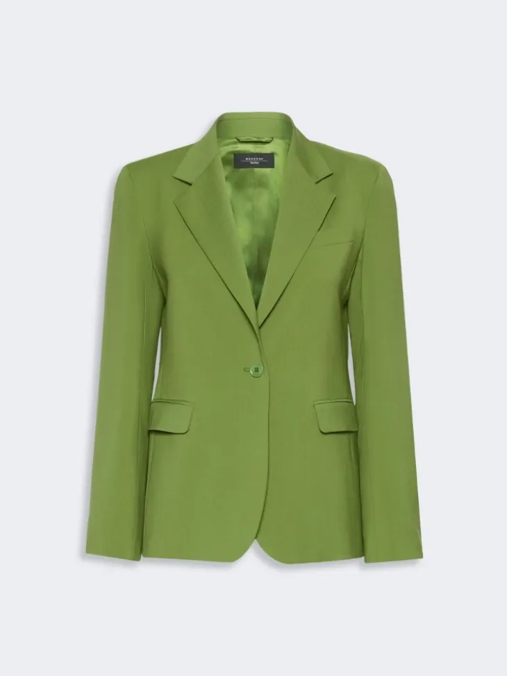 Single-breasted stretch wool blazer - GREEN
