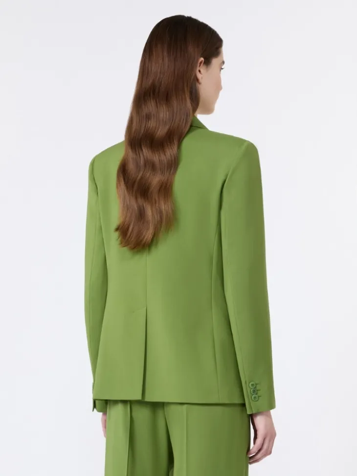 Single-breasted stretch wool blazer - GREEN