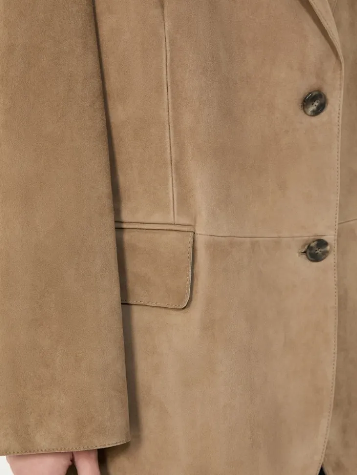 Single-breasted suede blazer - MUD