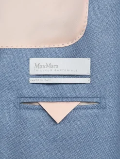 Single-breasted wool and silk canvas blazer - LIGHT BLUE