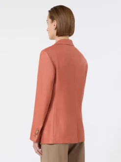 Single-breasted wool and silk canvas blazer - CORAL