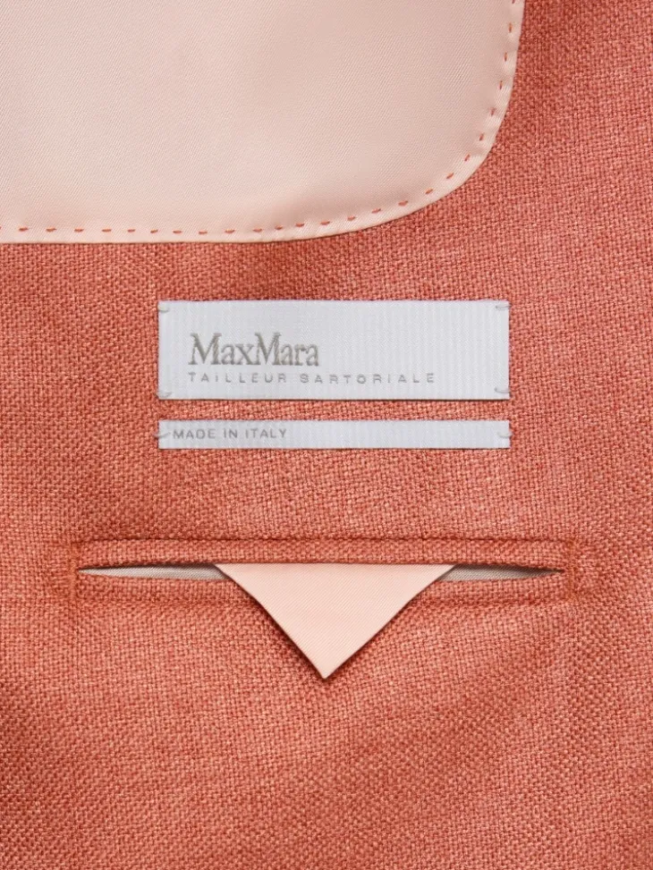 Single-breasted wool and silk canvas blazer - CORAL
