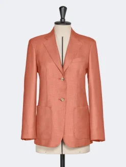 Single-breasted wool and silk canvas blazer - CORAL