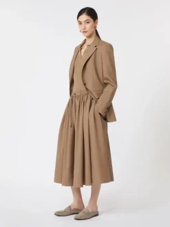 Single-breasted woollen cloth blazer - HAZELNUT BROWN