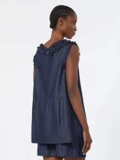 Sleeveless cotton denim top - MIDNIGHTBLUE