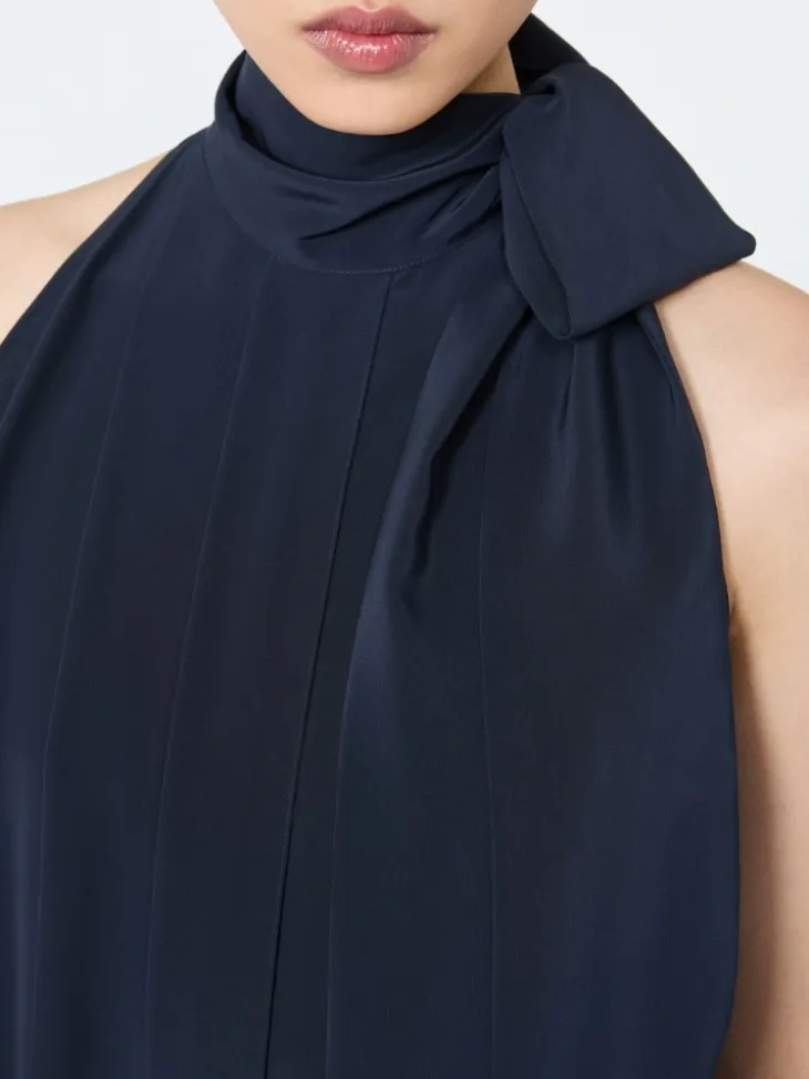 Sleeveless crepe de chine top - ULTRAMARINE