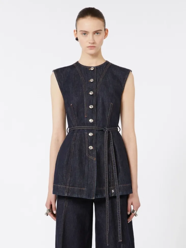 Sleeveless denim top - MIDNIGHTBLUE