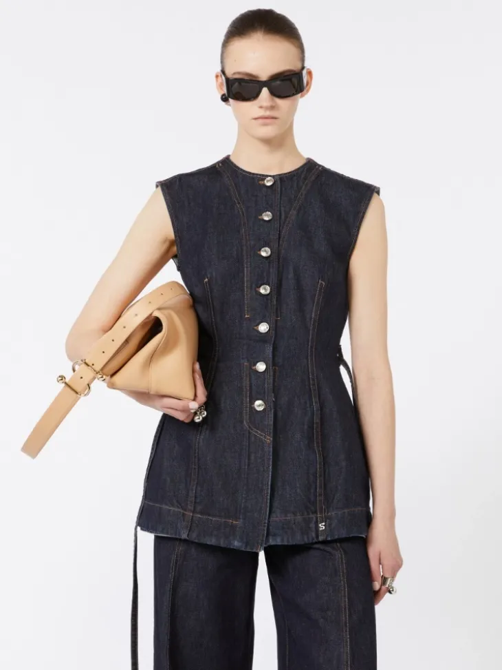Sleeveless denim top - MIDNIGHTBLUE