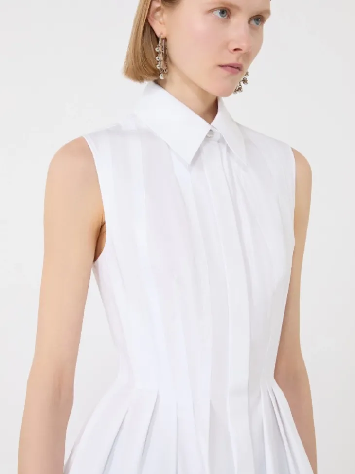 Sleeveless heavy cotton canvas shirt - OPTICAL WHITE