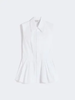 Sleeveless heavy cotton canvas shirt - OPTICAL WHITE