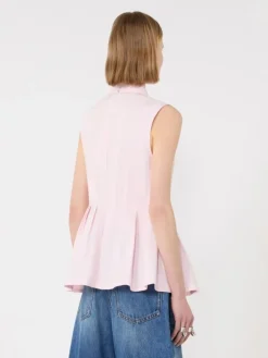 Sleeveless heavy cotton canvas shirt - PINK