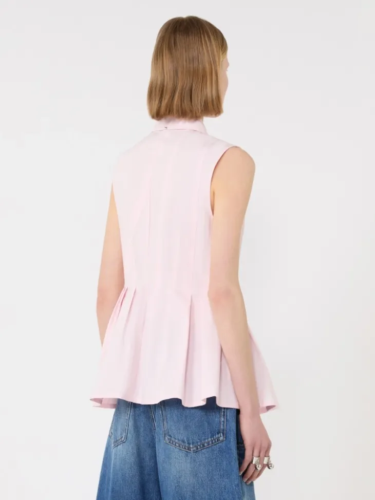 Sleeveless heavy cotton canvas shirt - PINK