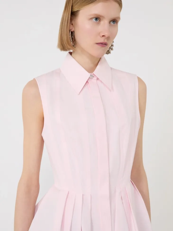 Sleeveless heavy cotton canvas shirt - PINK