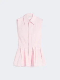Sleeveless heavy cotton canvas shirt - PINK