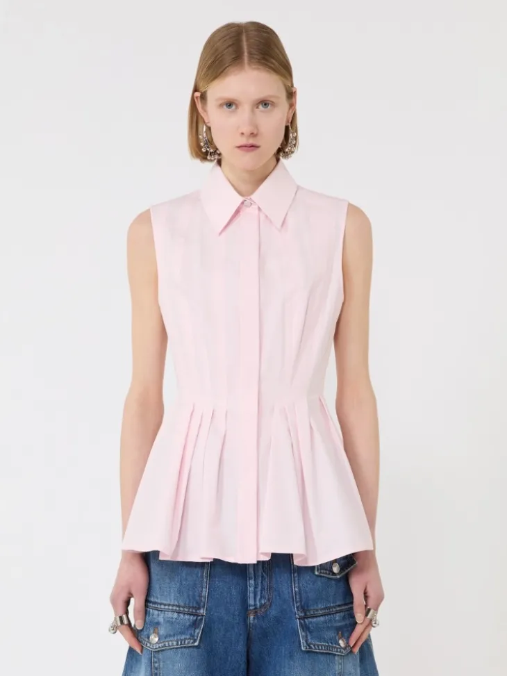 Sleeveless heavy cotton canvas shirt - PINK