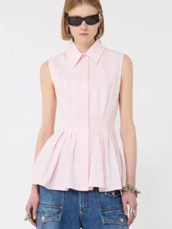 Sleeveless heavy cotton canvas shirt - PINK