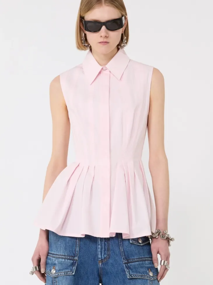 Sleeveless heavy cotton canvas shirt - PINK
