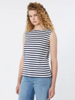 Sleeveless interlock jersey top - NAVY