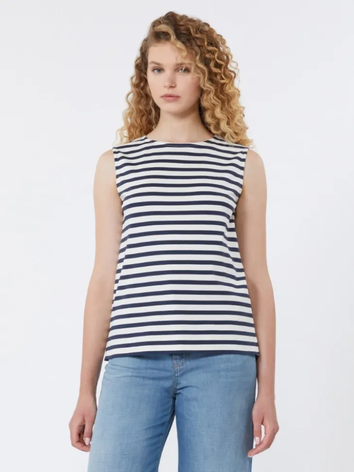 Sleeveless interlock jersey top - NAVY
