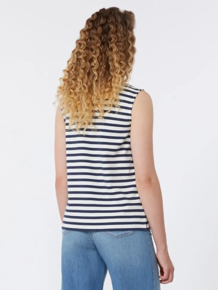 Sleeveless interlock jersey top - NAVY