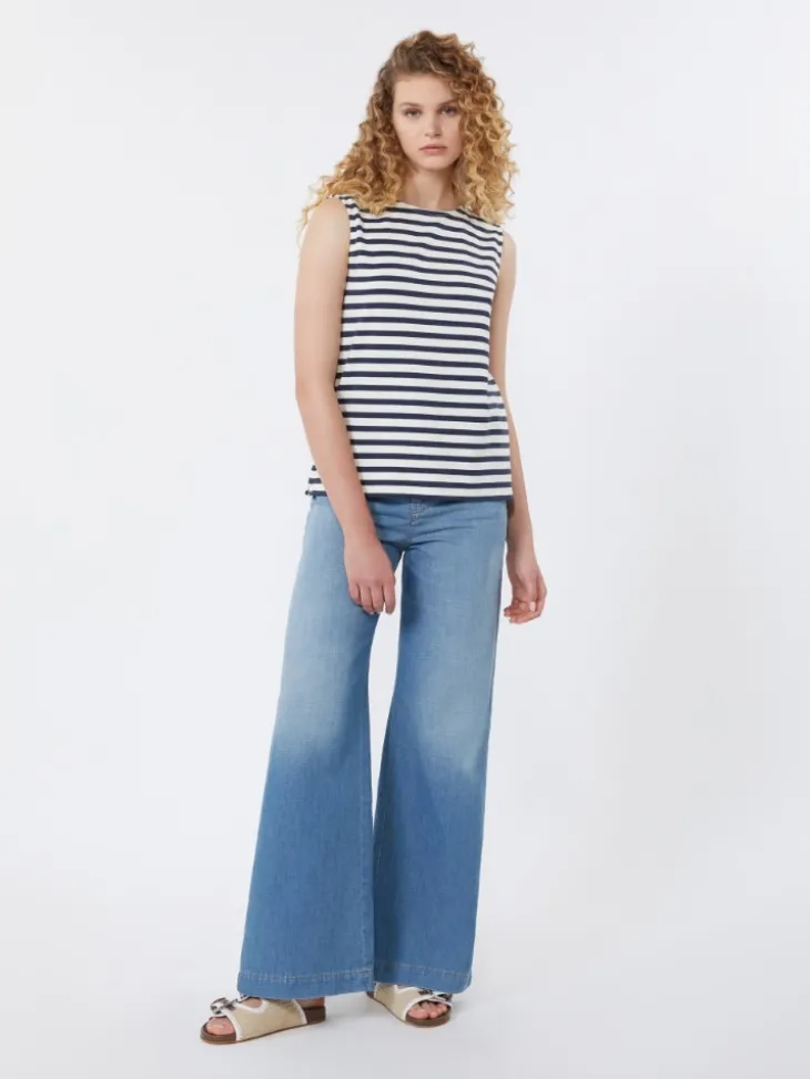 Sleeveless interlock jersey top - NAVY