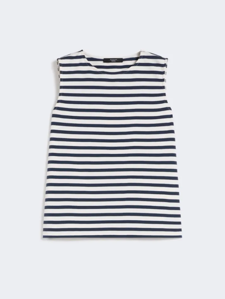 Sleeveless interlock jersey top - NAVY