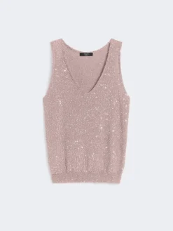 Sleeveless jumper with sequins - ANTIQUE ROSE