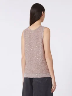 Sleeveless jumper with sequins - ANTIQUE ROSE
