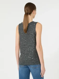 Sleeveless jumper with sequins - DARK GREY