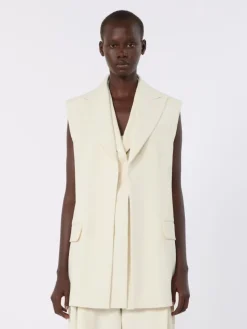 Sleeveless stretch viscose two-piece blazer - IVORY