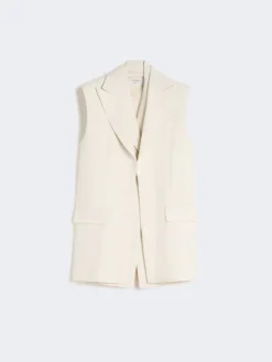 Sleeveless stretch viscose two-piece blazer - IVORY