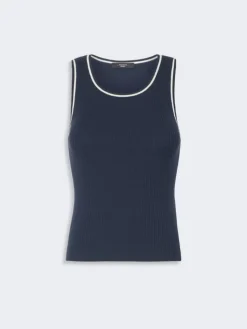 Sleeveless stretch viscose sweater - NAVY