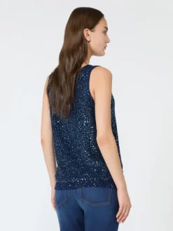 Sleeveless sweater with sequin detail - NAVY