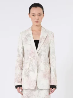 Slim-fit blazer in printed organza and gabardine - WHITE
