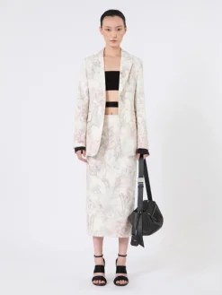 Slim-fit blazer in printed organza and gabardine - WHITE