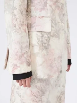 Slim-fit blazer in printed organza and gabardine - WHITE
