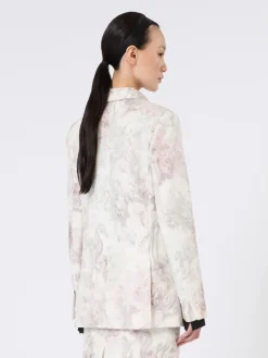 Slim-fit blazer in printed organza and gabardine - WHITE