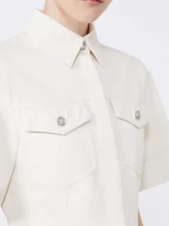 Slim-fit bull denim shirt - BEIGE