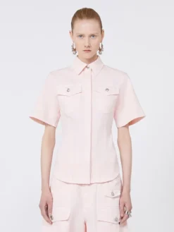 Slim-fit bull denim shirt - PINK