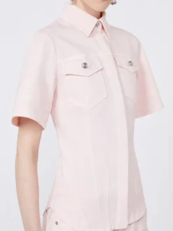 Slim-fit bull denim shirt - PINK