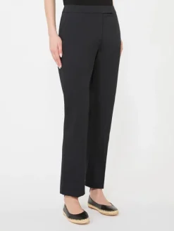 Slim-fit cotton satin trousers - BLACK