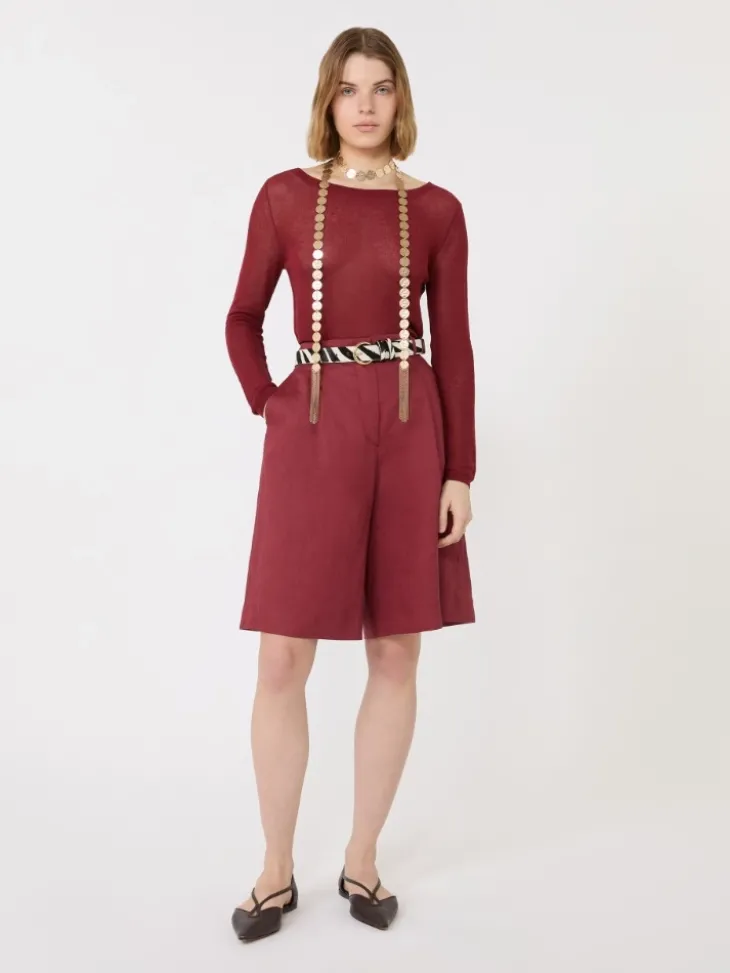 Slim-fit cotton-blend sweater - BRICK RED