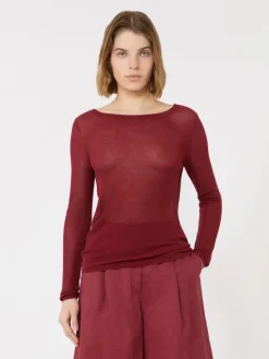 Slim-fit cotton-blend sweater - BRICK RED