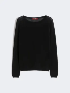 Slim-fit cotton-blend sweater - BLACK