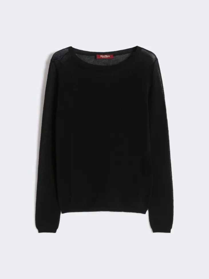 Slim-fit cotton-blend sweater - BLACK